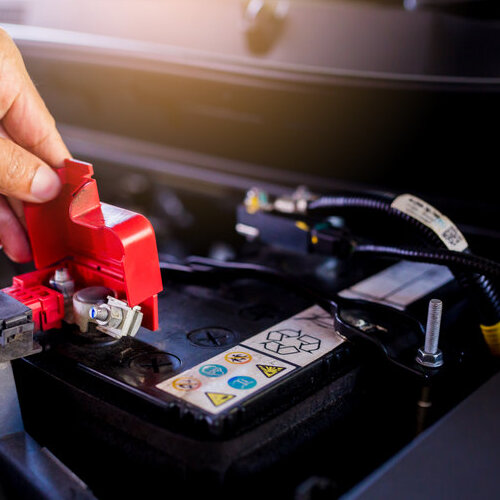 close-up of a car battery